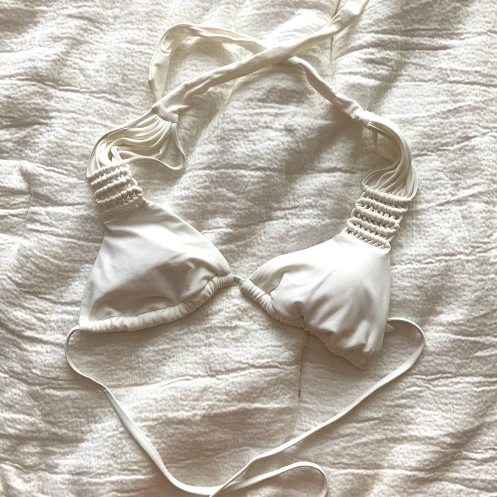 Xhiration White Braided Triangle Bikini Top